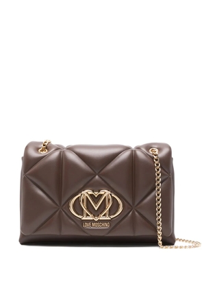 Love Moschino quilted logo-plaque shoulder bag - Brown