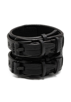 Julius double-belt leather bracelet - Black