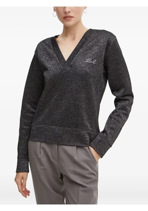 Karl Lagerfeld V-neck logo-embroidered sweatshirt - Black