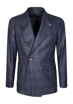 Tagliatore double-breasted plaid-pattern blazer - Blue