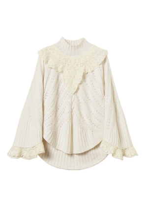 TWINSET crochet-panel jumper - Neutrals