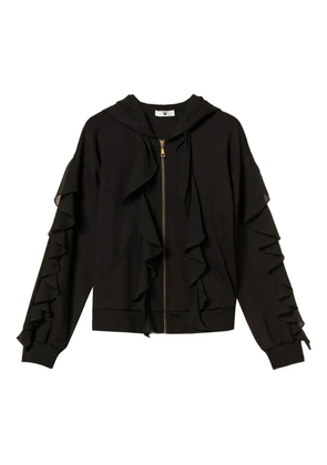 TWINSET ruffle-trimmed hooded sweatshirt - Black
