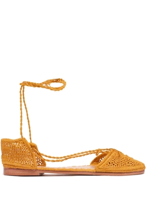 SLO_HAND_MADE lace-up raffia flat espadrilles - Orange