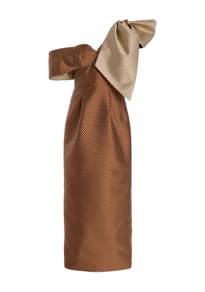 Rosie Assoulin polka-dot one-shoulder dress - Brown