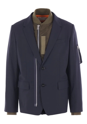 sacai zip-detail button jacket - Blue