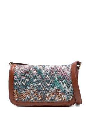 Missoni patterned leather cross body bag - Brown