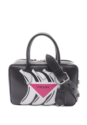 Prada Pre-Owned 2000s Banana Print Leather Handbag - Black