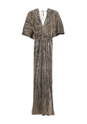 ROSERRY Athens pleated V-neck maxi dress - Gold