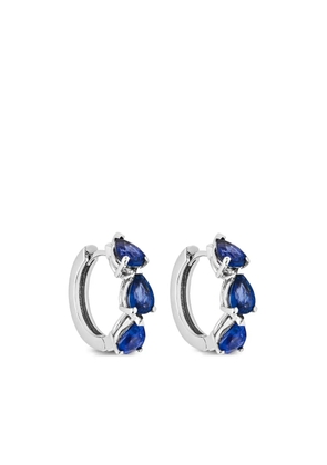 Jewels Aficionado 18kt white gold Huggies sapphire earrings - Silver