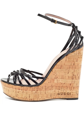 Gucci Pre-Owned 120mm cork-wedge sandals - Black