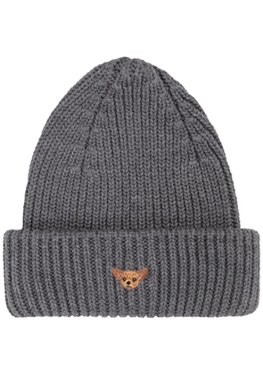 PELO FOUNDATION dog-appliqué beanie - Grey
