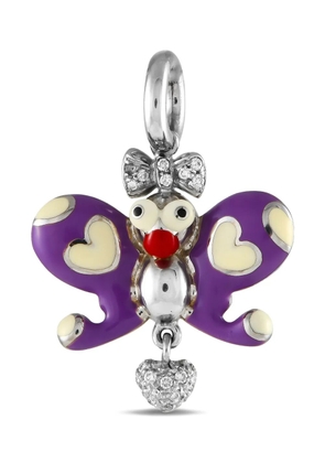 Aaron Basha 18K White Gold Butterfly diamond charm - Silver
