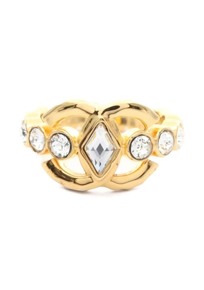 CHANEL Pre-Owned 1986-1988 Coco Mark crystal ring - Gold