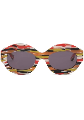 Marni Eyewear Spacey Stripey Ik Kil Cenote oval-frame sunglasses - Red