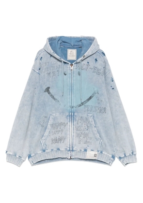 Maison MIHARA YASUHIRO bleached smiley face-print hoodie - Blue