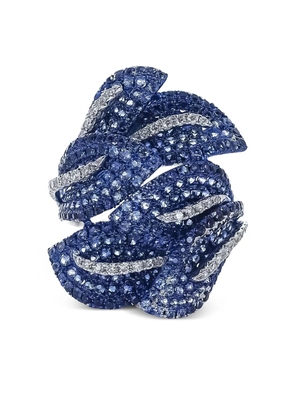 Stefere 18K white gold Leaf diamond and sapphire ring - Silver