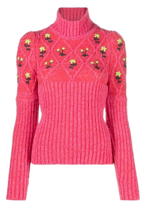 CORMIO Oma floral-embroidered wool jumper - Pink