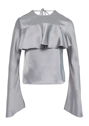 GANNI ruffled long-sleeved blouse - Grey