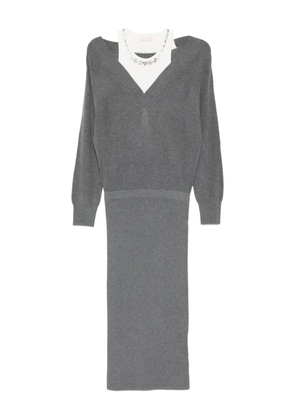 LIU JO V-neck knitted dress - Grey