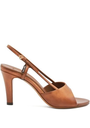 Miu Miu 85mm sling-back leather sandals - Brown