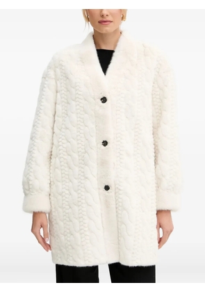 ERMANNO FIRENZE cable-knit buttoned coat - White