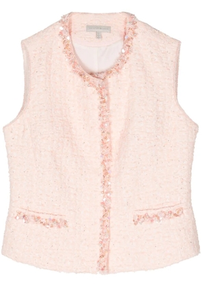 SHIATZY CHEN beaded-trim tweed vest - Pink