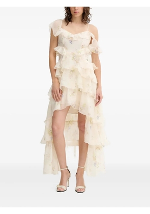 AllSaints floral-print ruffled dress - Neutrals