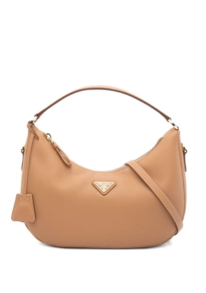 Prada logo-plaque shoulder bag - Neutrals