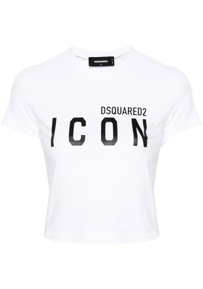 DSQUARED2 logo-print cropped T-shirt - White
