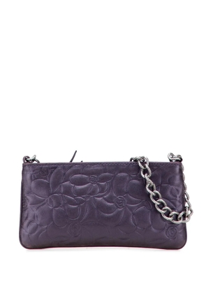 CHANEL Pre-Owned 2003-2004 Embossed Lambskin Camellia Chain Pochette handbag - Purple
