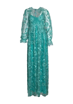 Alberta Ferretti embroidered tulle maxi dress - Green