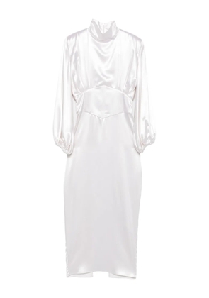 Vestiaire d'un Oiseau Libre All About Eve high-neck puff-sleeve midi dress - White