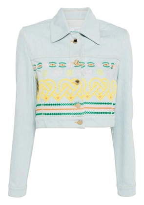 Casablanca embroidered-detail denim jacket - Blue