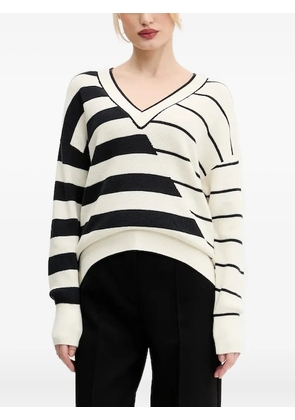Desigual V-neck striped knit - White