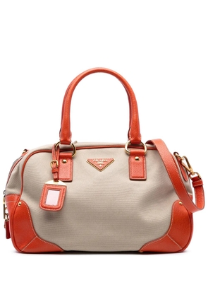 Prada Pre-Owned 2000-2025 Cinghial Trimmed Canvas Canapa satchel - Brown