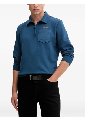 Aeronautica Militare half-zip logo-embroidered polo shirt - Blue