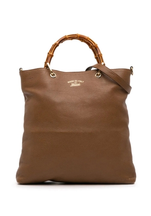 Gucci Pre-Owned 2016-2025 Tall Leather Bamboo Shopper Tote satchel - Brown