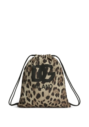 Dolce & Gabbana Kids leopard-print logo backpack - Brown