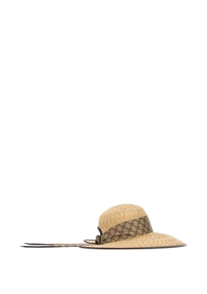 Gucci raffia monogram-ribbon hat - Neutrals