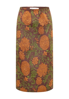 Christopher Esber upholstered brocade midi skirt - Brown