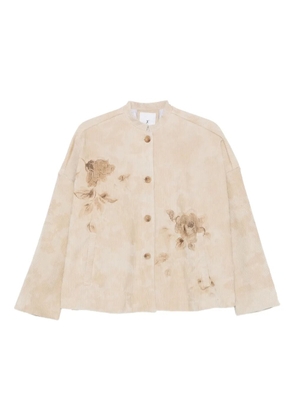 Why Ci floral-print corduroy jacket - Neutrals