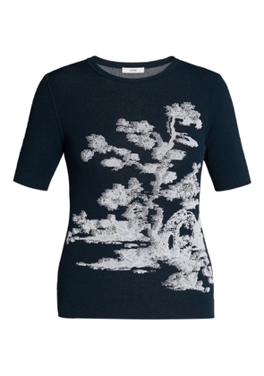 ERDEM jacquard short-sleeve top - Blue