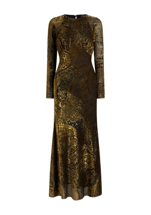 ETRO floral paisley velvet maxi dress - Gold
