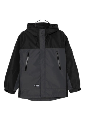izzue logo-patch hooded jacket - Black
