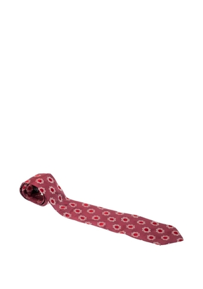 BOSS floral-embroidery silk tie - Red