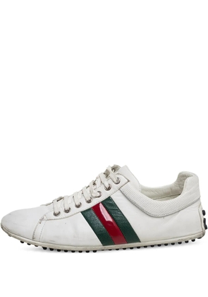Gucci Pre-Owned leather stripe sneakers - White