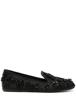 Miu Miu floral-motif satin ballerina shoes - Black