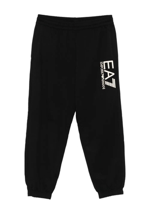Ea7 Emporio Armani logo-print cotton trousers - Black