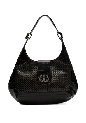 Isla Moon woven embossed shoulder bag - Black