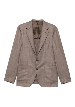 Canali herringbone patch-pocket jacket - Brown